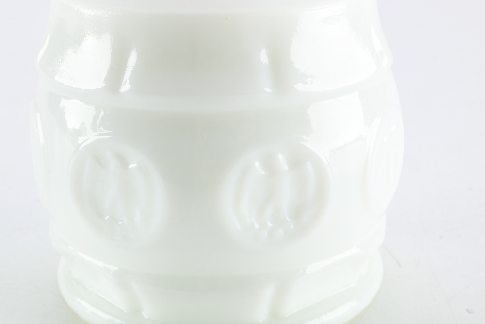 Four Milk Glass Vases and Jars