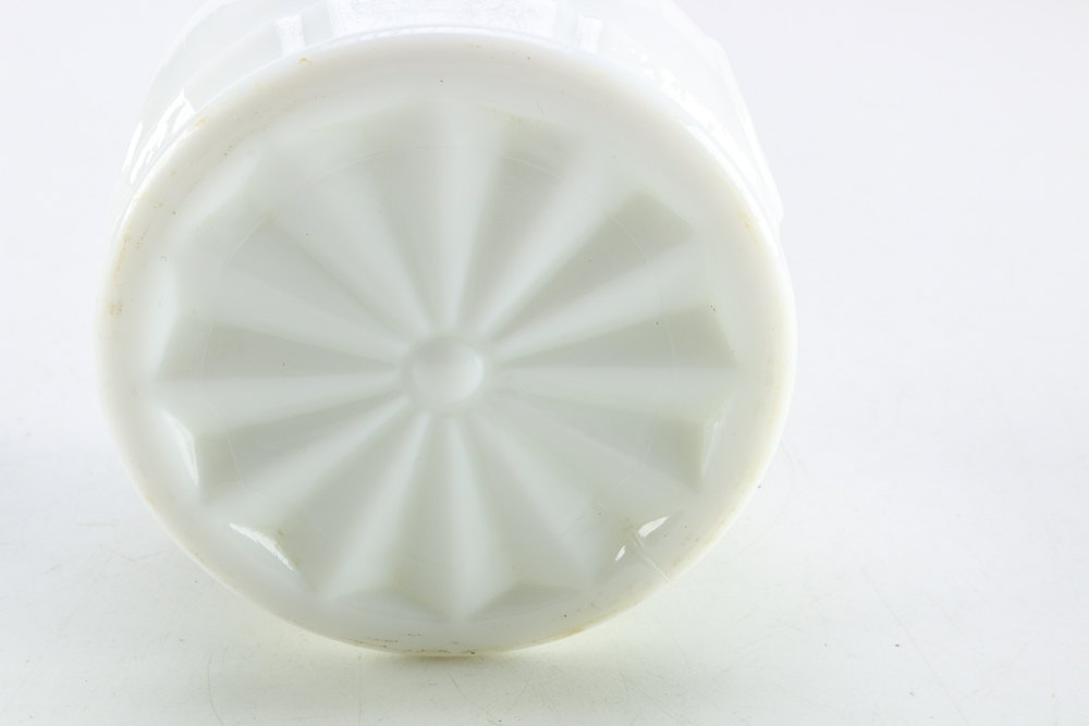 Four Milk Glass Vases and Jars