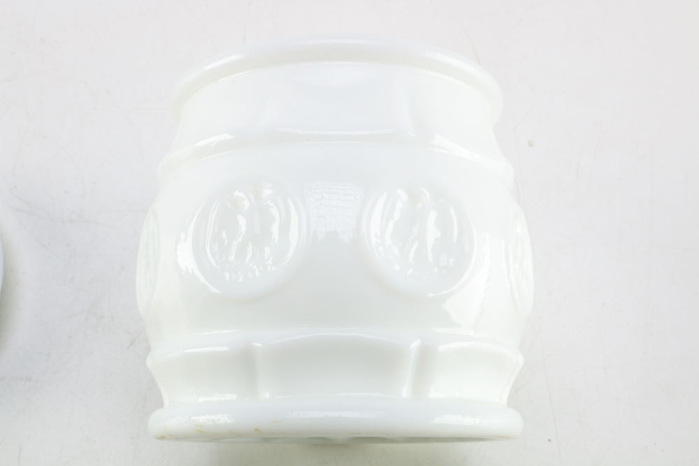 Four Milk Glass Vases and Jars