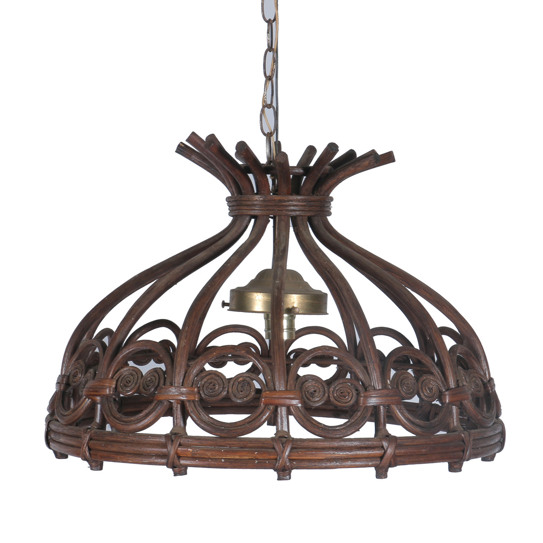 Vintage Rattan Pendant Light Fixture