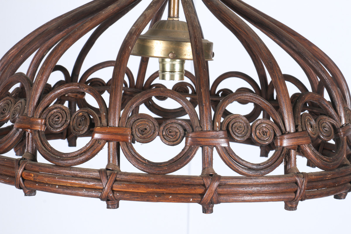 Vintage Rattan Pendant Light Fixture