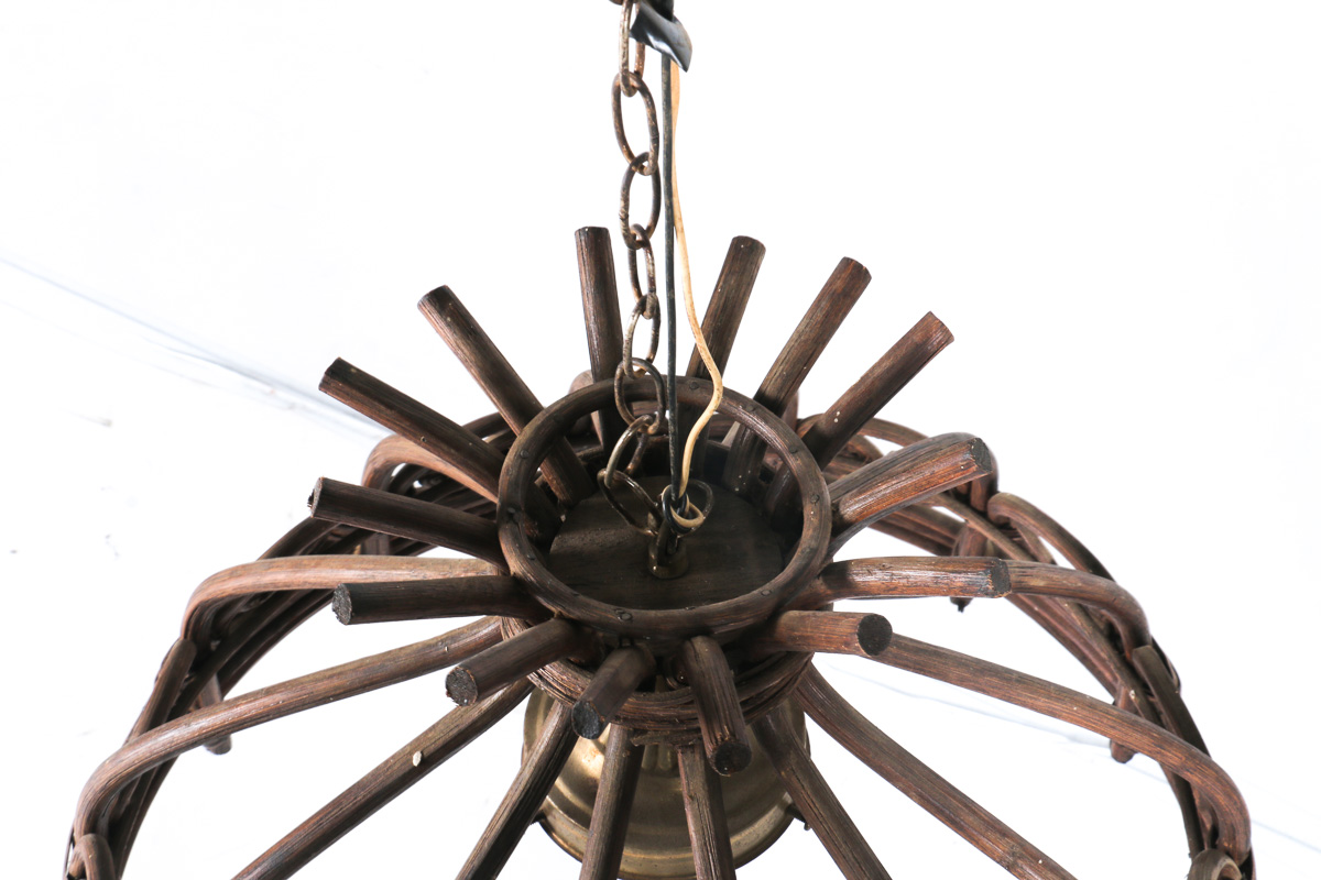 Vintage Rattan Pendant Light Fixture
