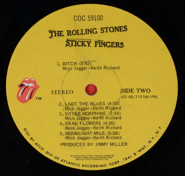 The Rolling Stones "Sticky Fingers" Vintage 1971 Vinyl Record