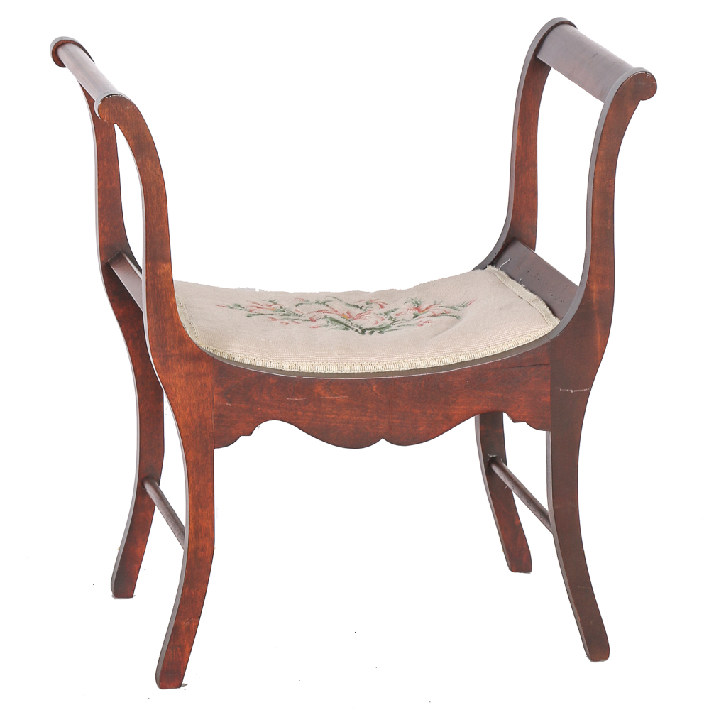 Sheraton Style Needlepoint Window Bench