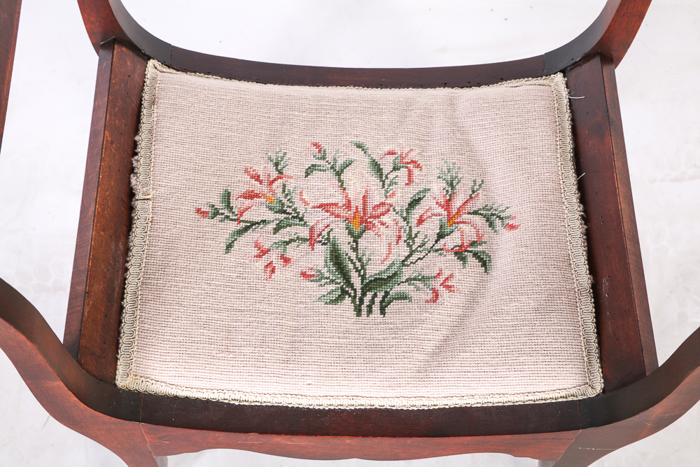 Sheraton Style Needlepoint Window Bench