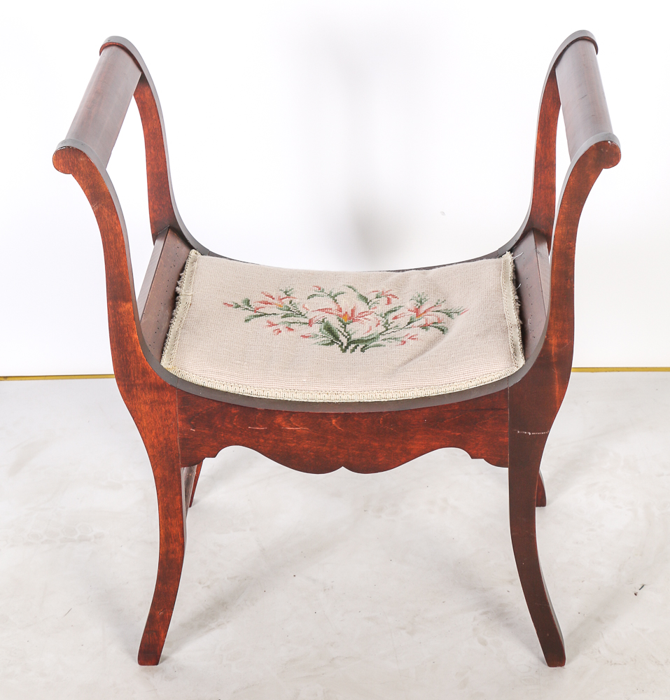 Sheraton Style Needlepoint Window Bench