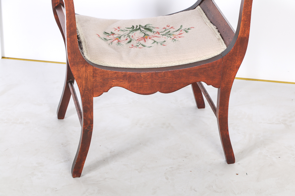 Sheraton Style Needlepoint Window Bench