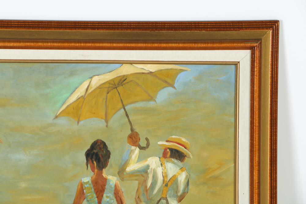 Tyler Impressionist Oil on Canvas of Paddling at the Beach