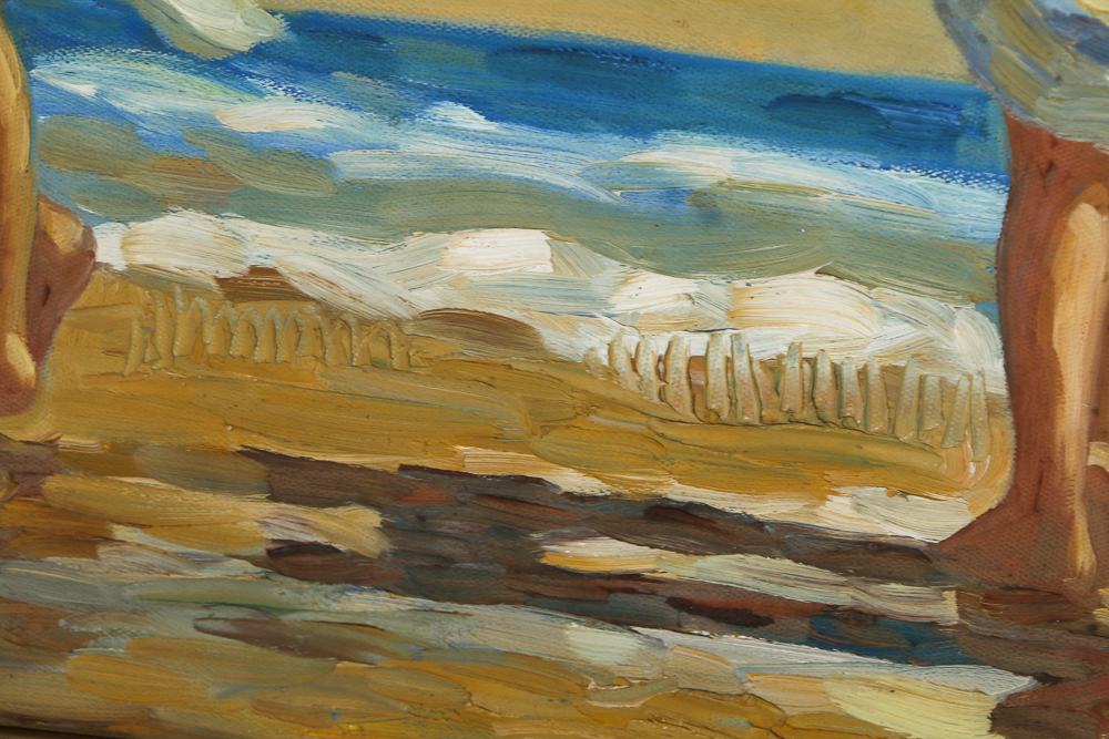 Tyler Impressionist Oil on Canvas of Paddling at the Beach