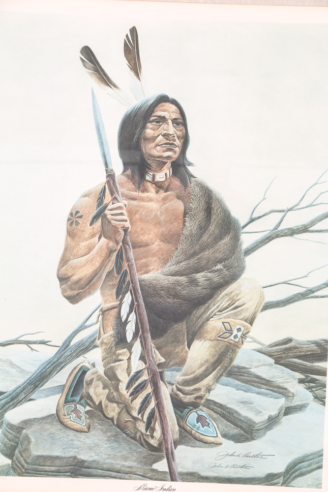 John A Ruthven Signed Lithograph "Miami Indian"