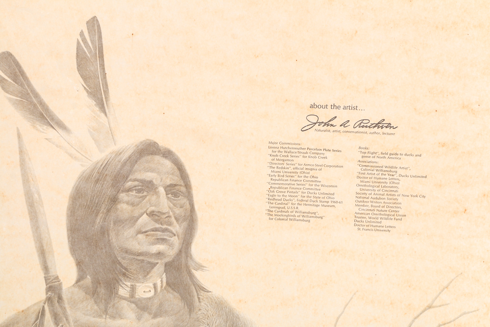 John A Ruthven Signed Lithograph "Miami Indian"