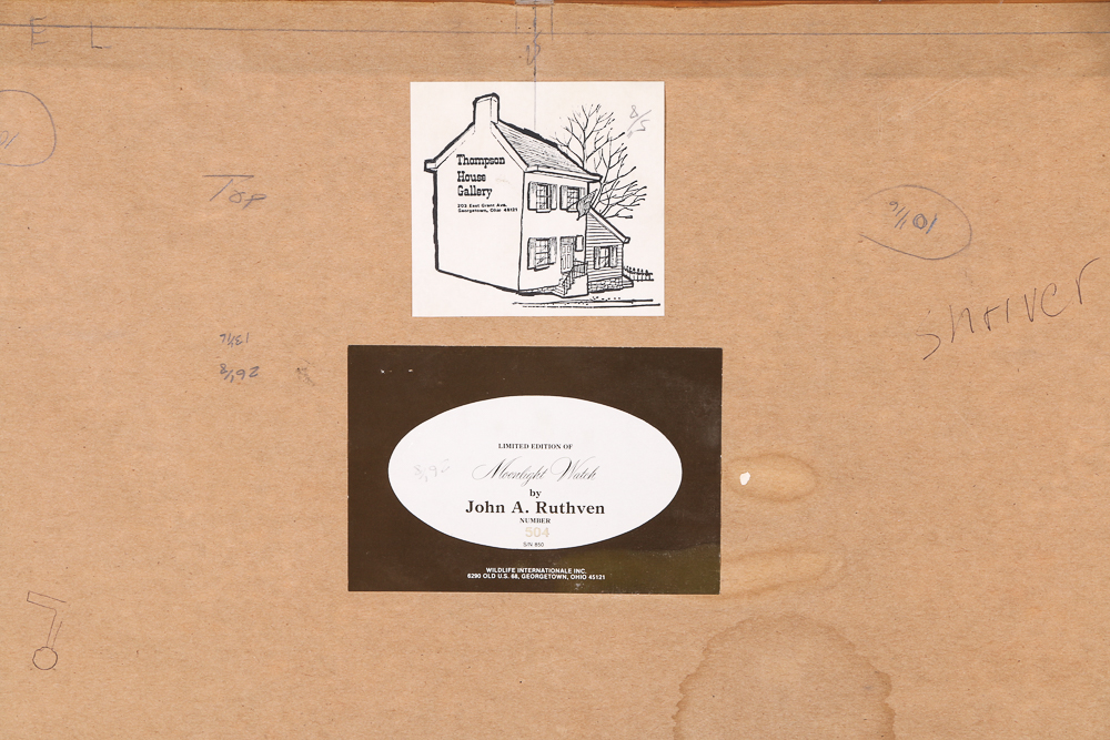 John A Ruthven Signed Limited Edition Lithograph "Moonlight Watch"