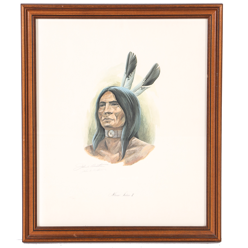 John A. Ruthven Signed Limited Edition Lithograph "Miami Indian II"