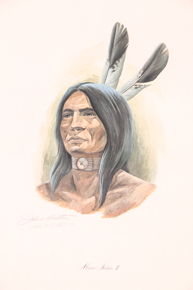 John A. Ruthven Signed Limited Edition Lithograph "Miami Indian II"