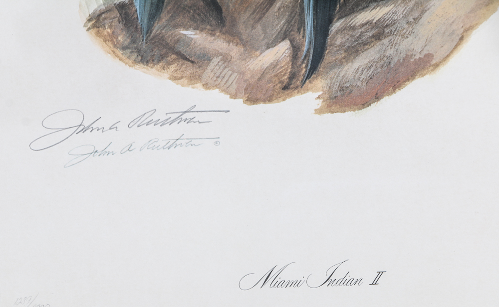 John A. Ruthven Signed Limited Edition Lithograph "Miami Indian II"