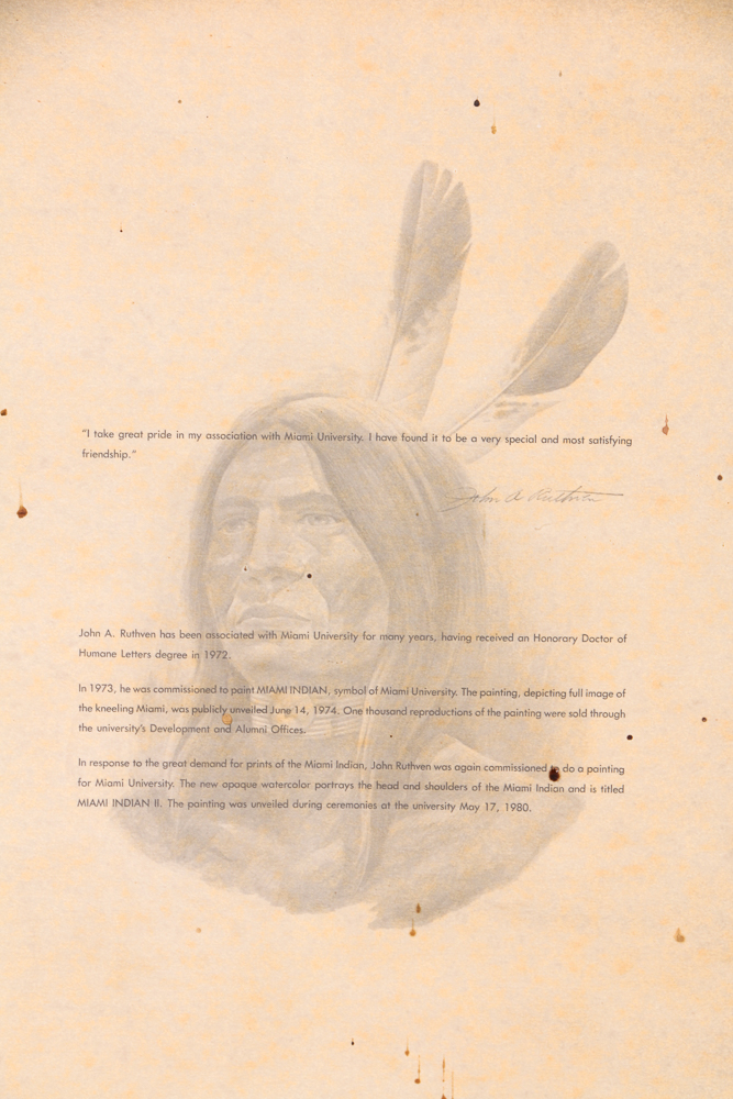 John A. Ruthven Signed Limited Edition Lithograph "Miami Indian II"