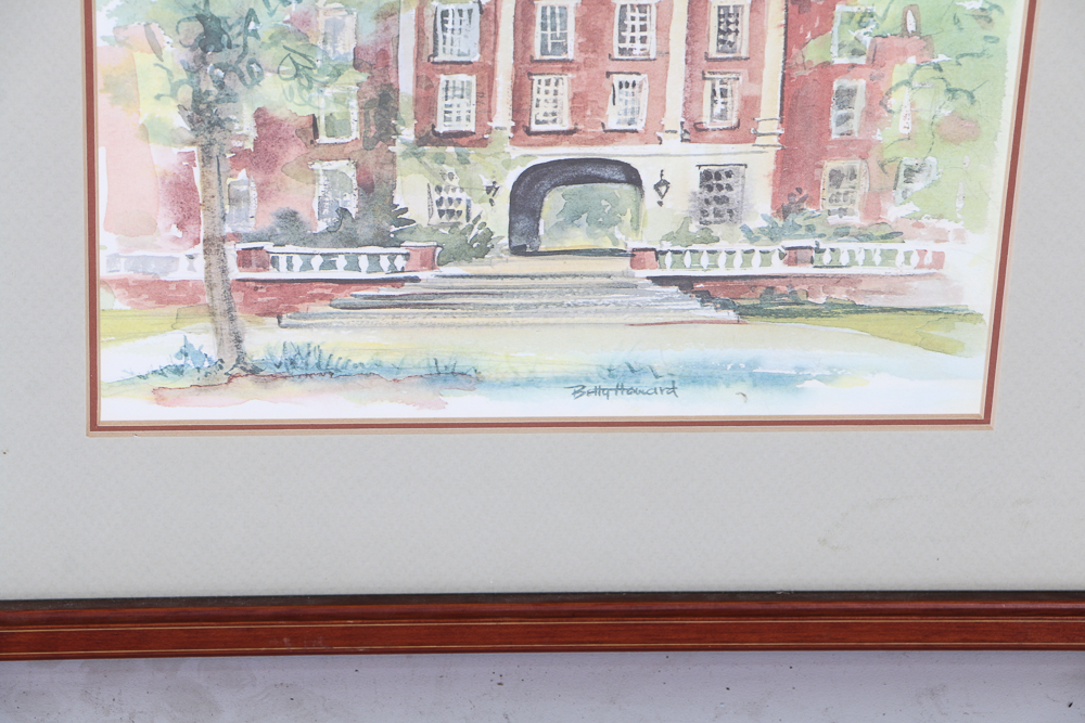 Betty Howard Offset Lithograph of Miami University's Upham Hall