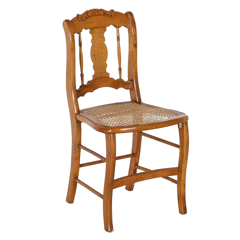 Wooden Chair with a Cane Webbed Seat