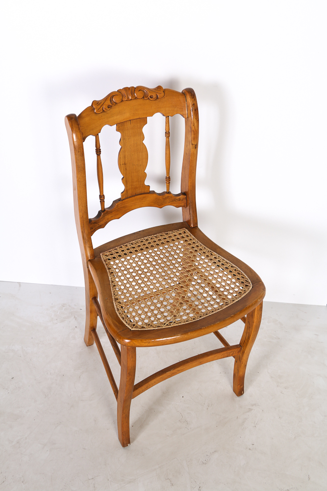 Wooden Chair with a Cane Webbed Seat