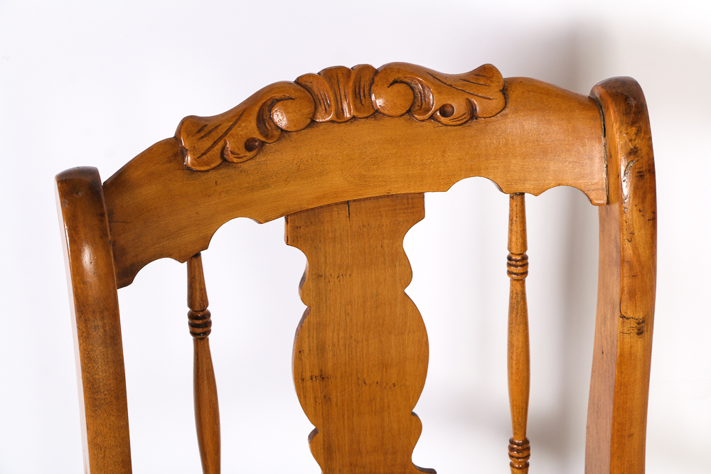 Wooden Chair with a Cane Webbed Seat