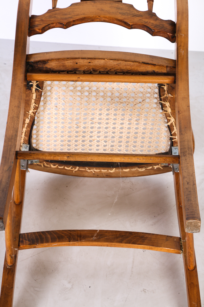 Wooden Chair with a Cane Webbed Seat