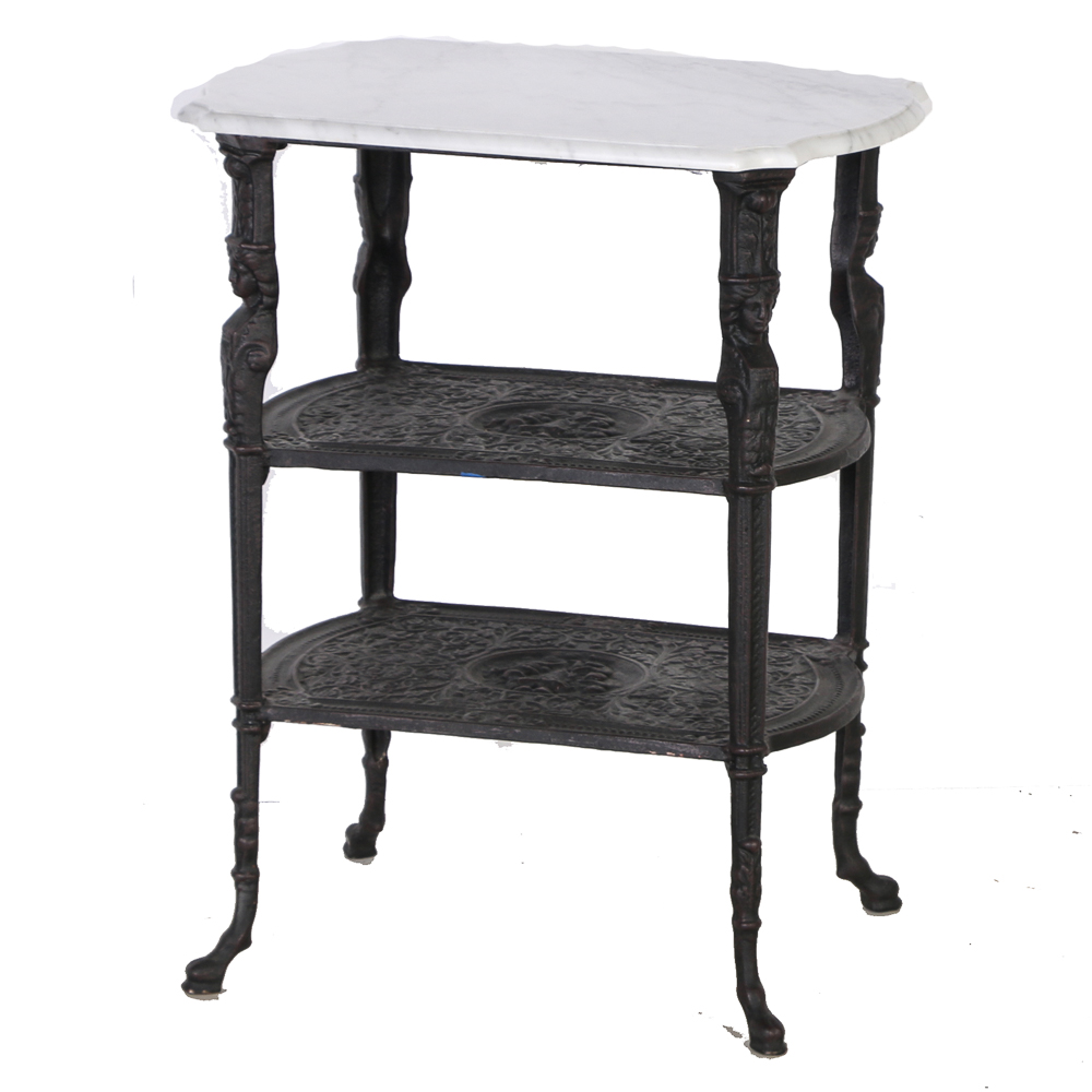 Cast Iron Table with Marble Top