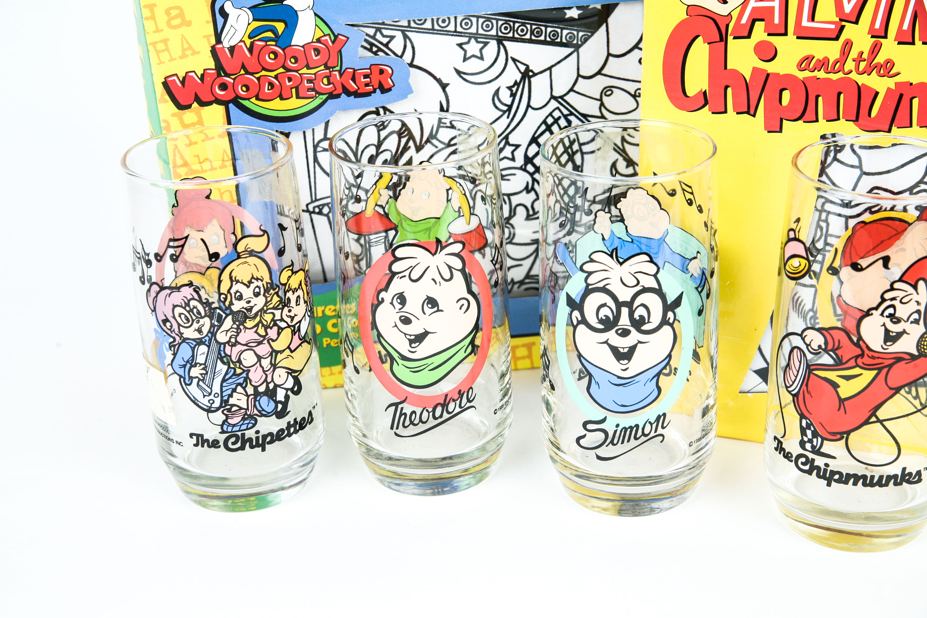 Alvin the Chipmunk and Woody Woodpecker Glasses and Velvet Art