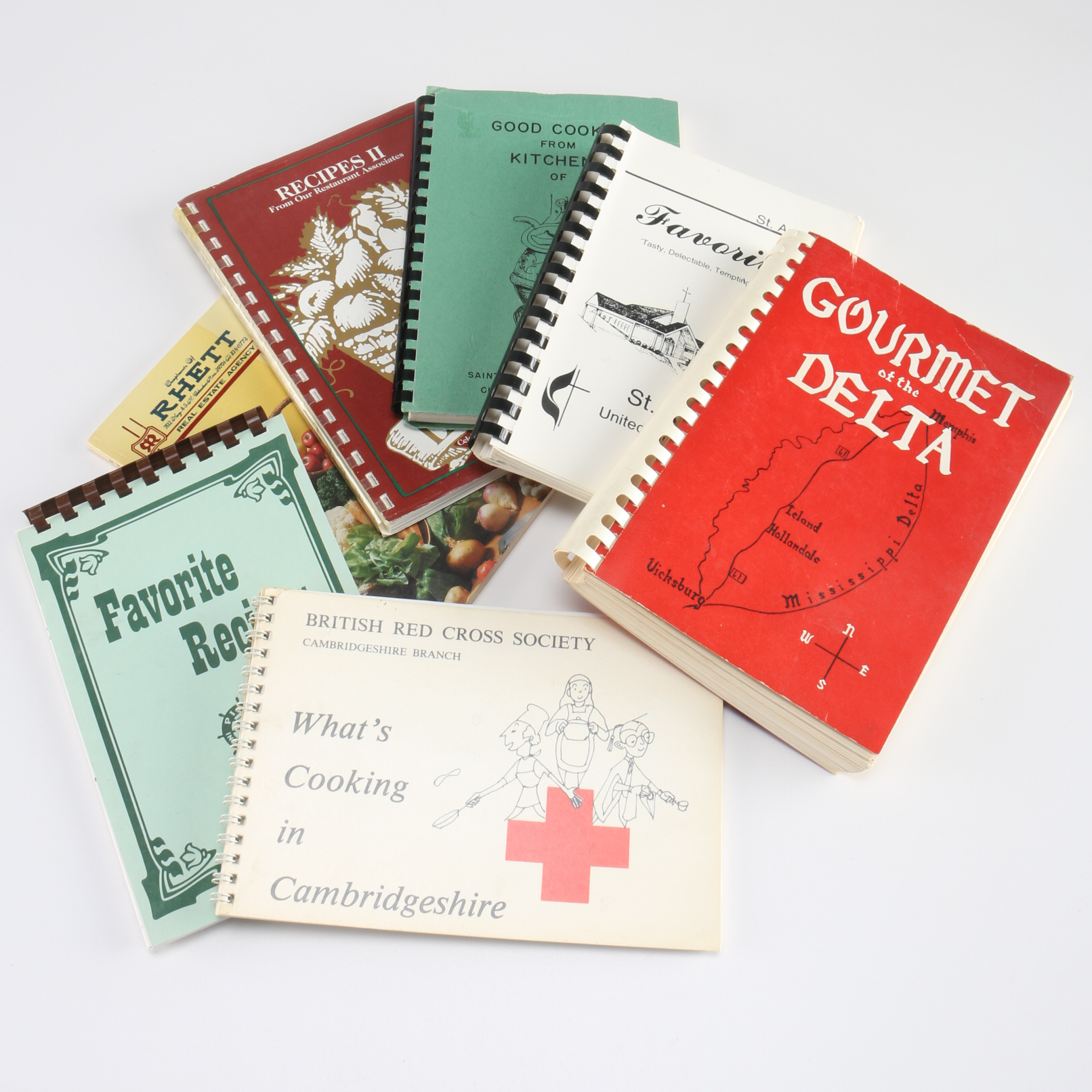 Seven Vintage Self-Assembled Cookbooks