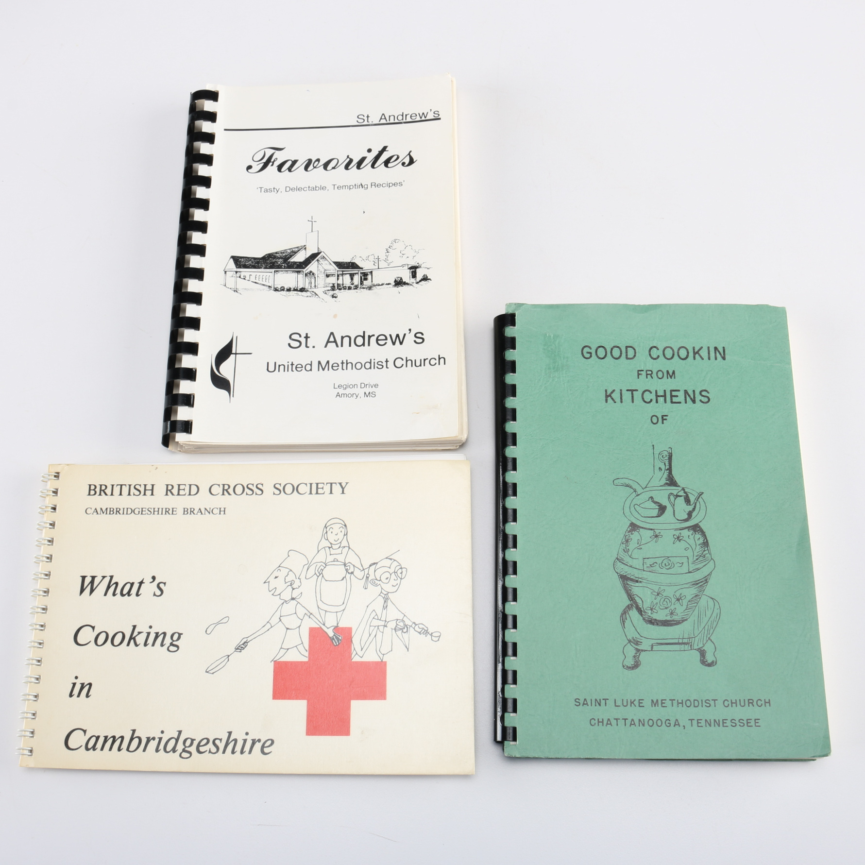 Seven Vintage Self-Assembled Cookbooks