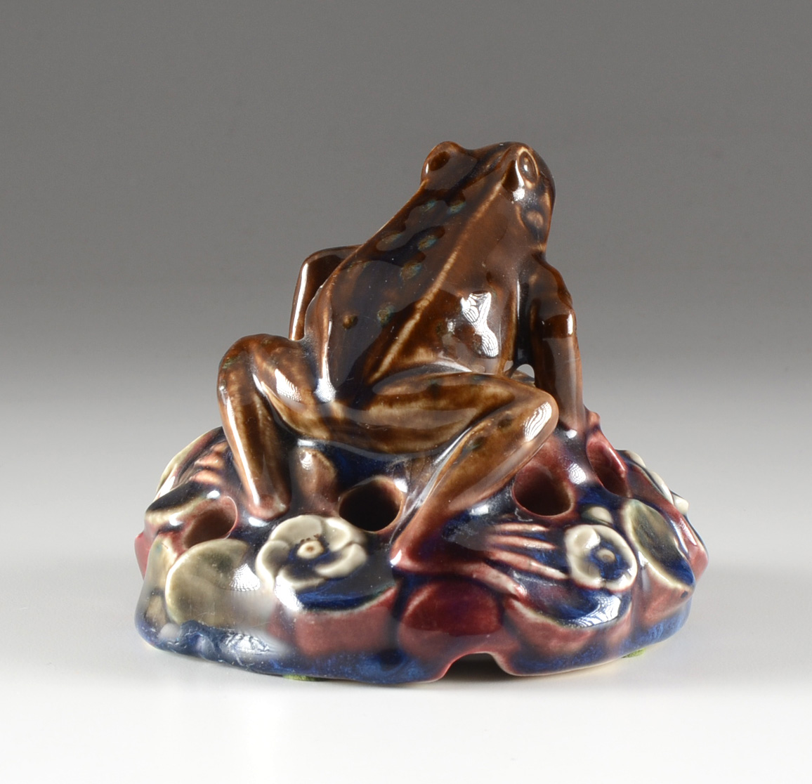 Rookwood Pottery Signed "Sara Sax" Frog Flower Holder