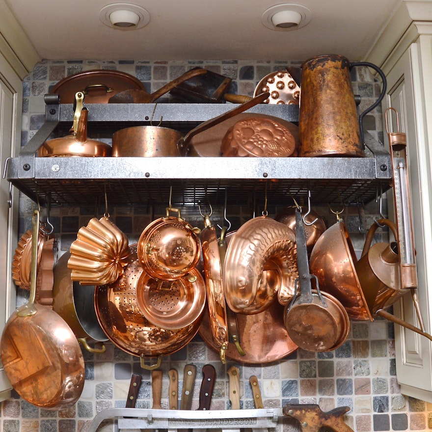Generous Assortment of Copper Cookware and Bakeware