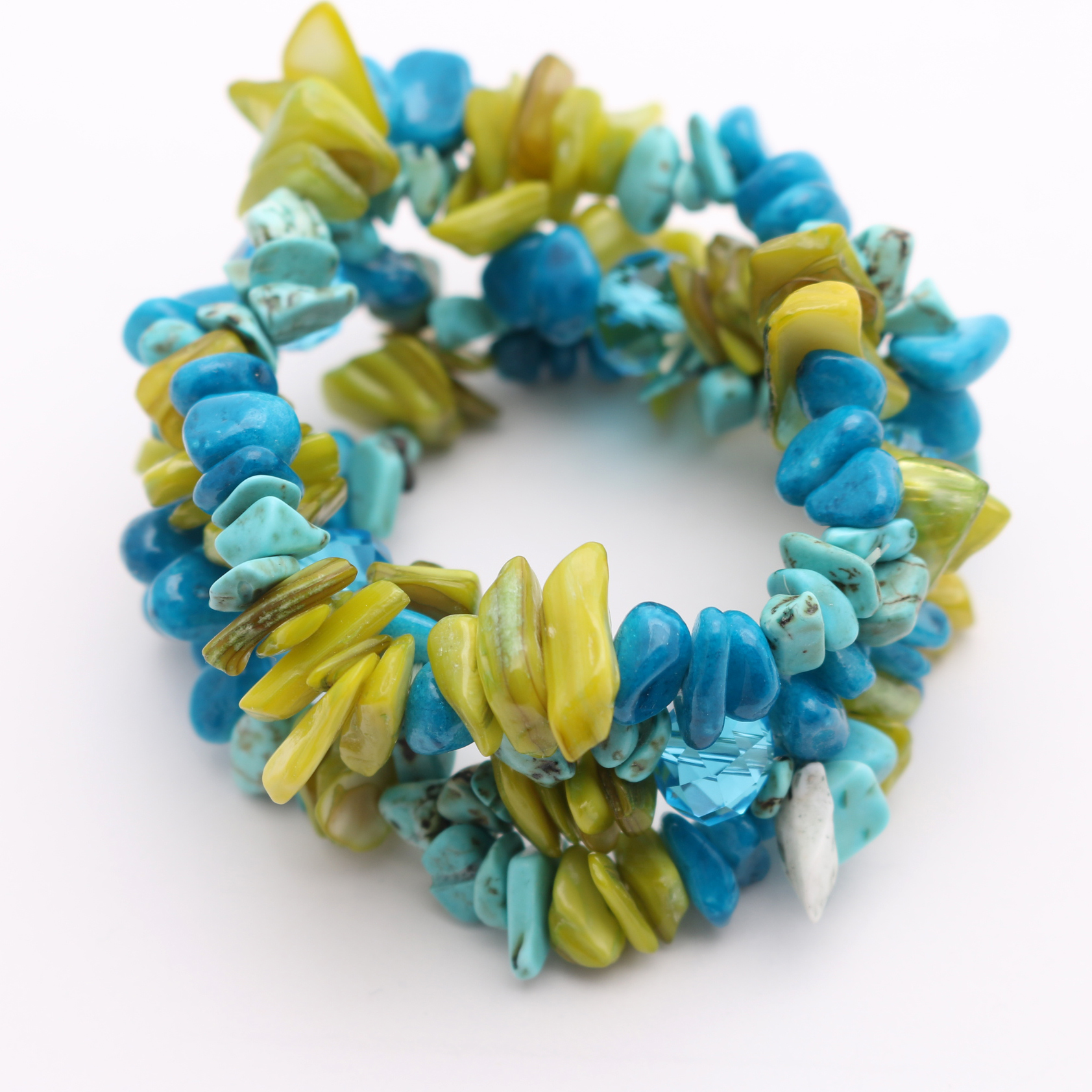 Glass, Shell, and Nut Bracelets