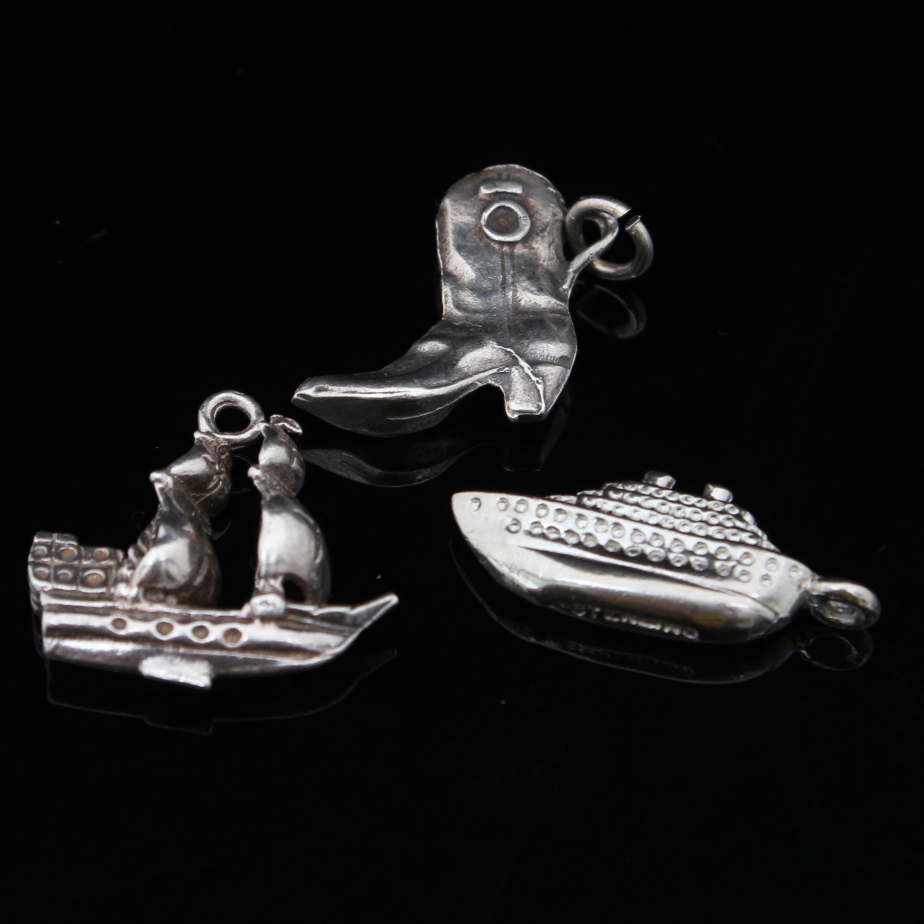 Sterling Silver Link Bracelet and Charms