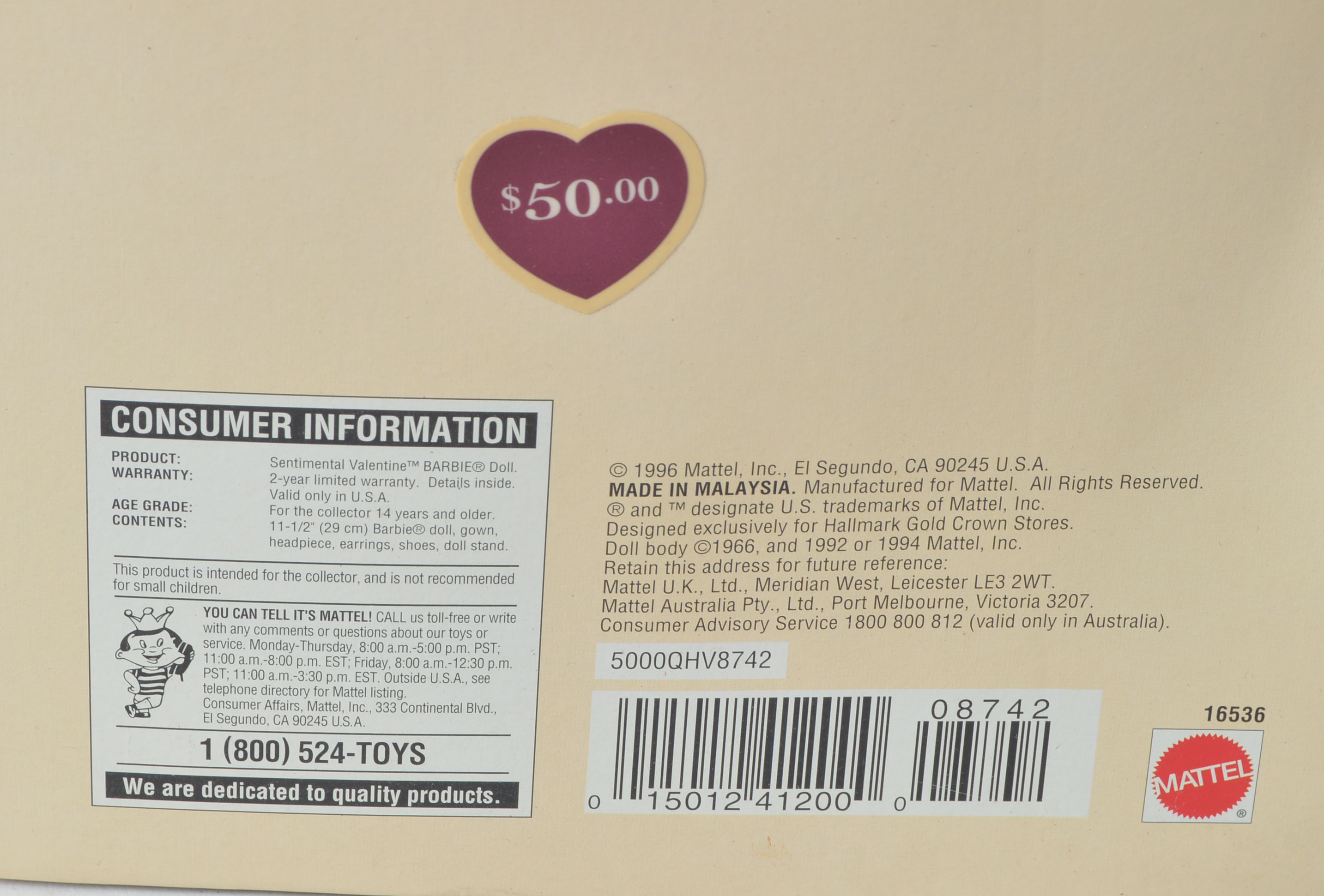 Collector Series Valentine Barbies