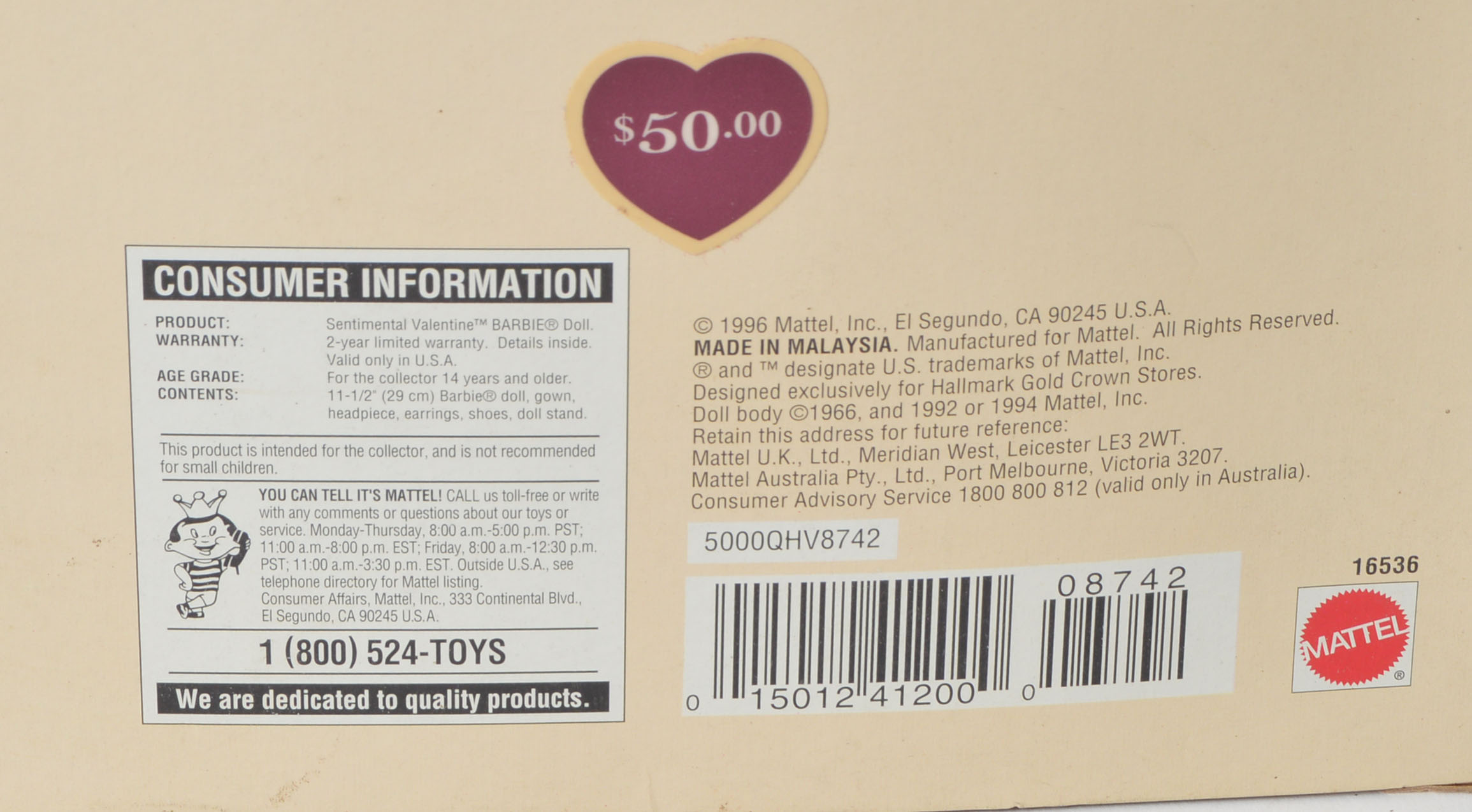 Collector Series Valentine Barbies