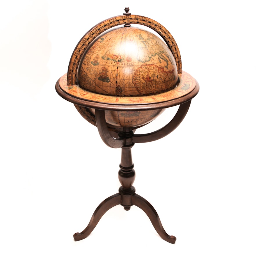 Pedestal Globe with Ancient Maps