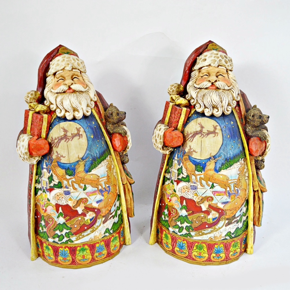 Two Collectible Father Christmas Figurines
