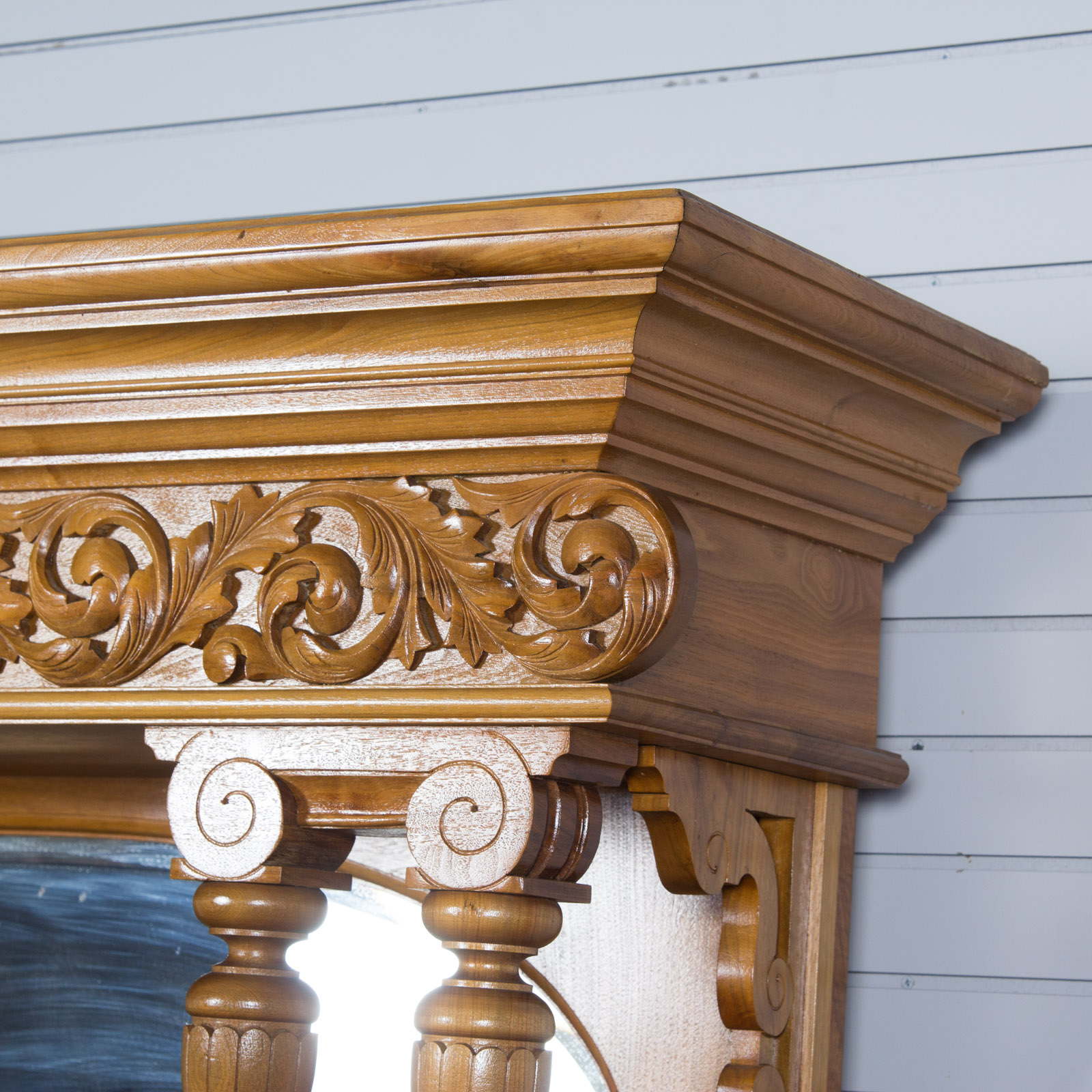 Vintage Marble Top Hutch with Mirrors