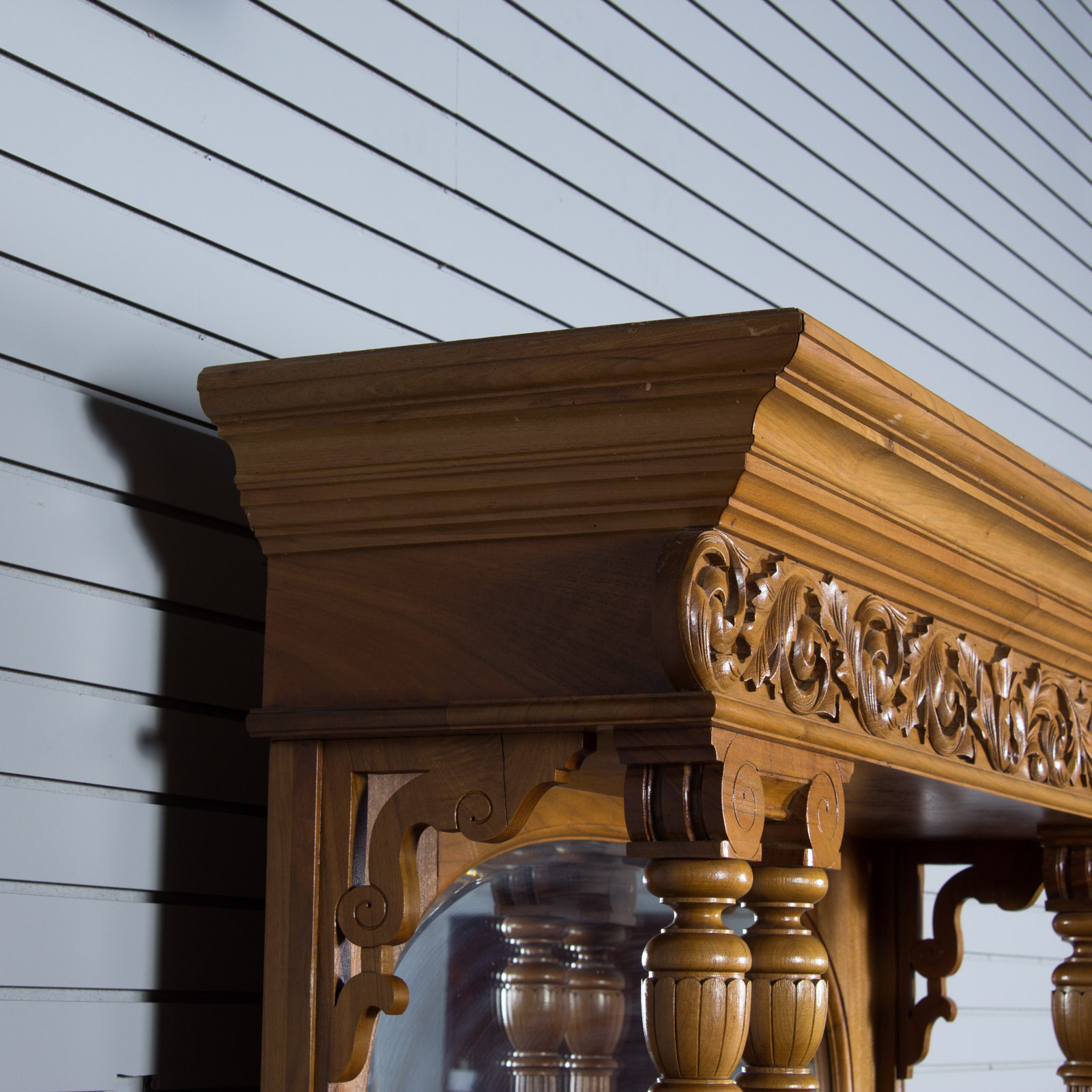 Vintage Marble Top Hutch with Mirrors