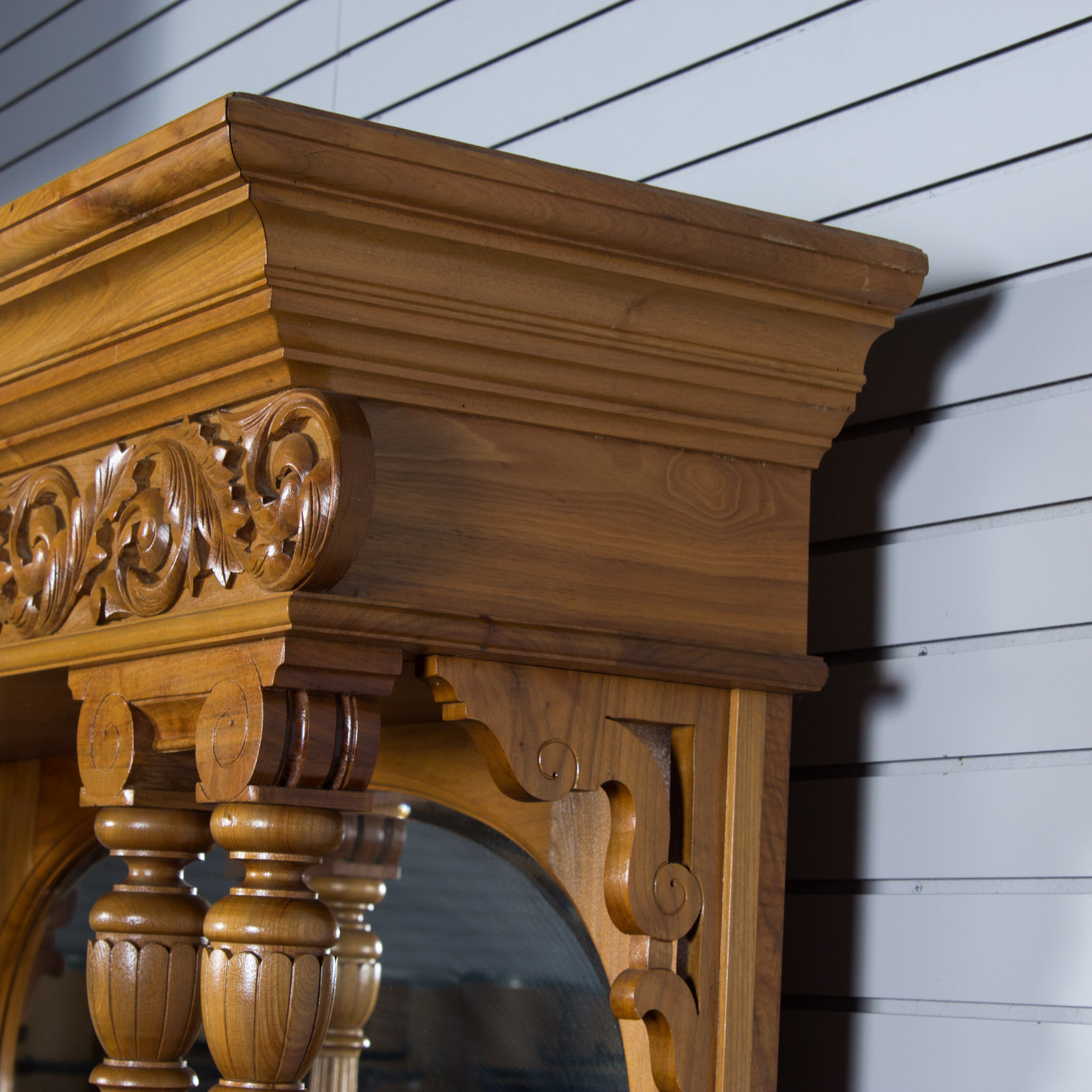 Vintage Marble Top Hutch with Mirrors