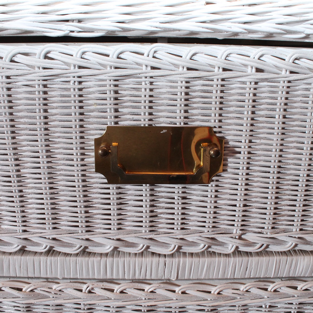 White Wicker Five Drawer Wardrobe