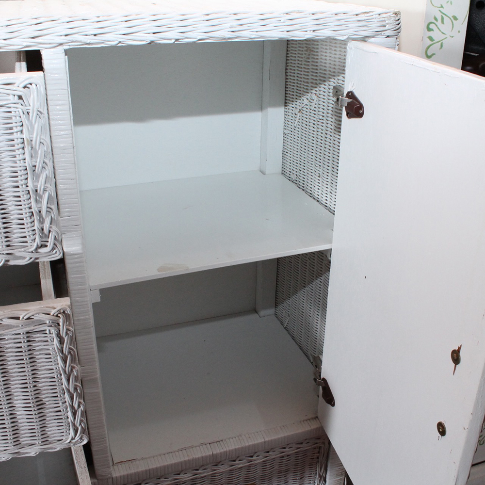 White Wicker Five Drawer Wardrobe