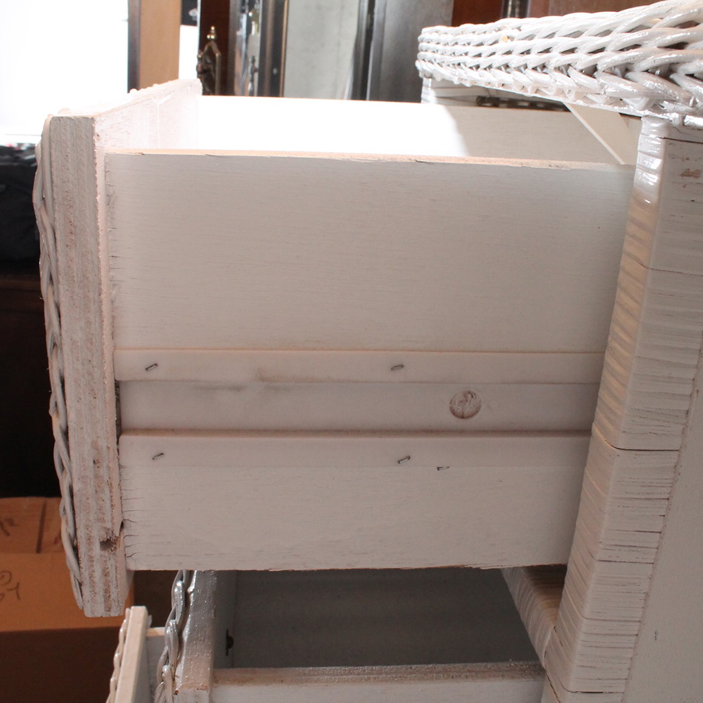 White Wicker Five Drawer Wardrobe