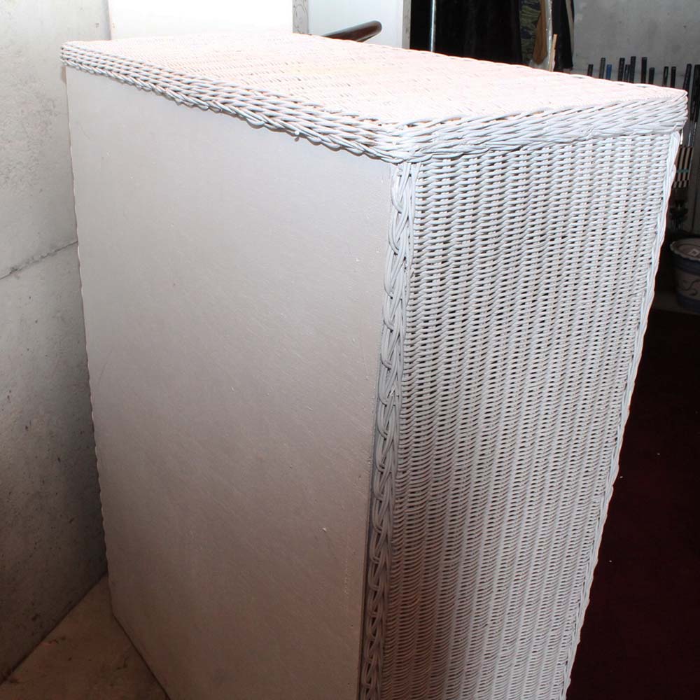 White Wicker Five Drawer Wardrobe