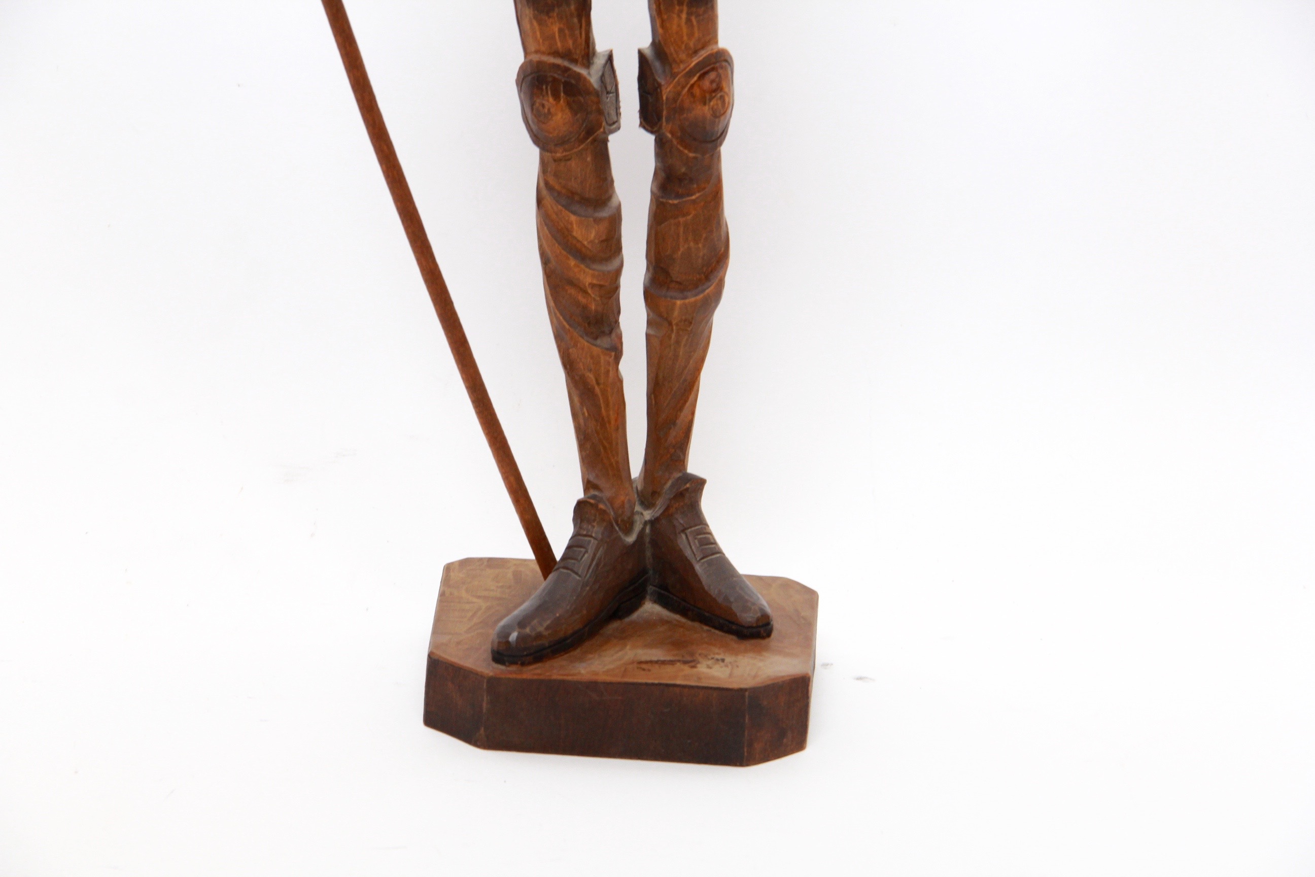 Don Quixote Wood Sculpture with Spear and Moveable Jointed Arms