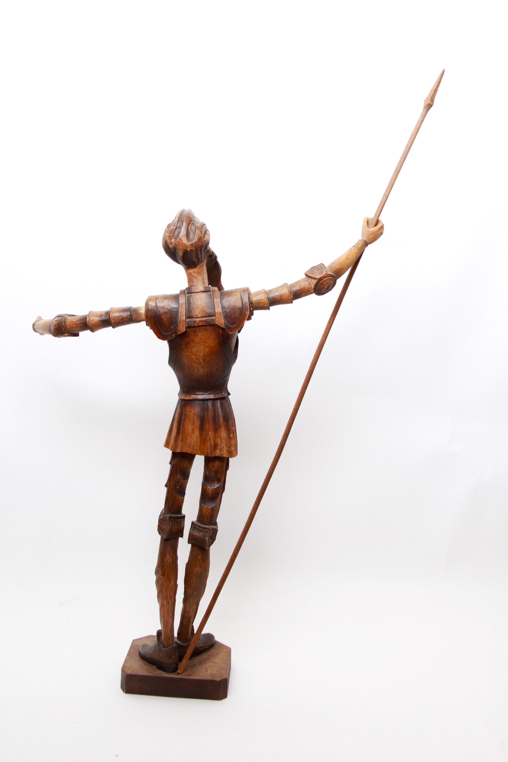 Don Quixote Wood Sculpture with Spear and Moveable Jointed Arms