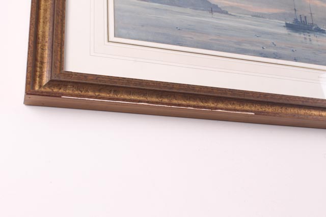 Frank Watson Wood Original 1910 Watercolor "H.M.S. Theseus"