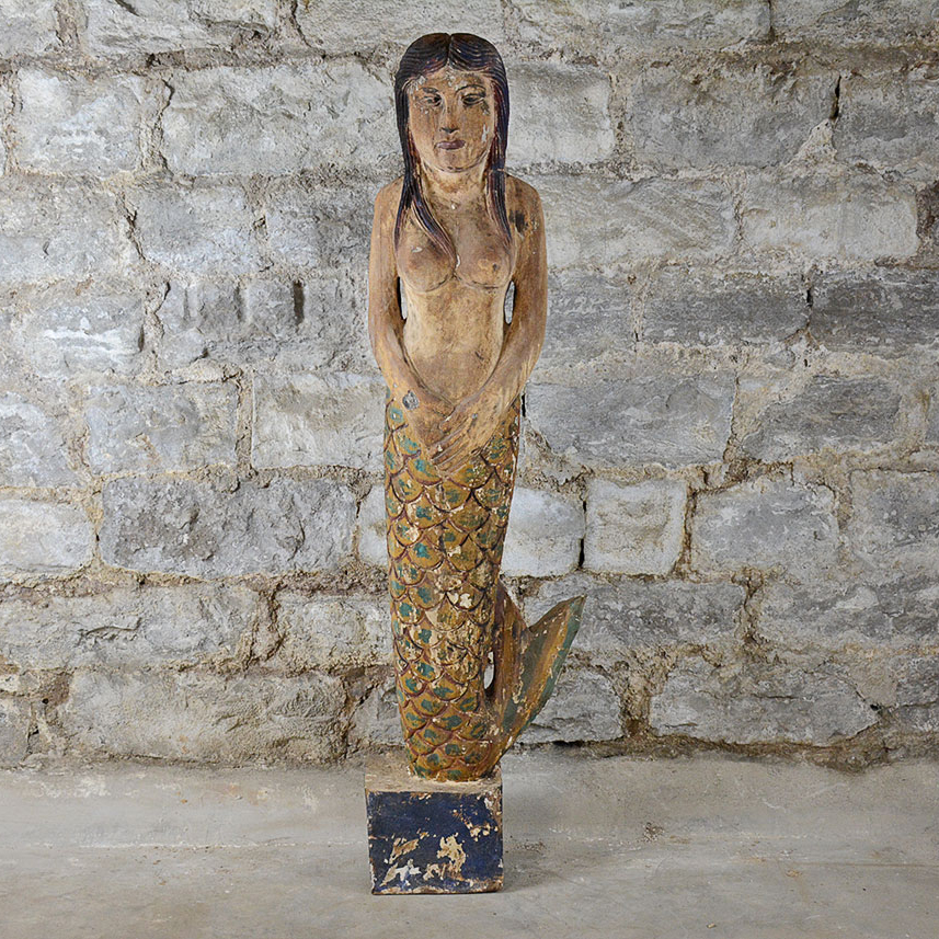 Wooden Mermaid Statue