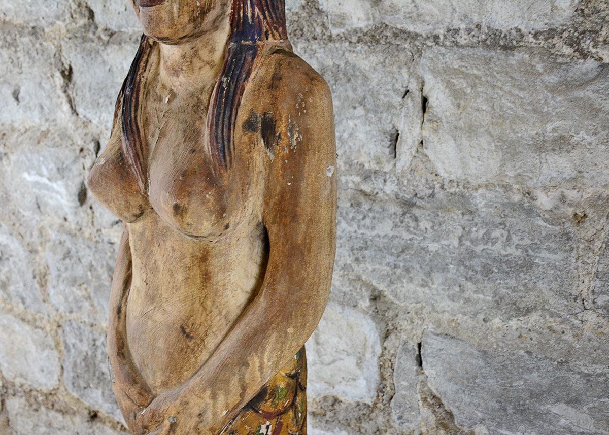 Wooden Mermaid Statue