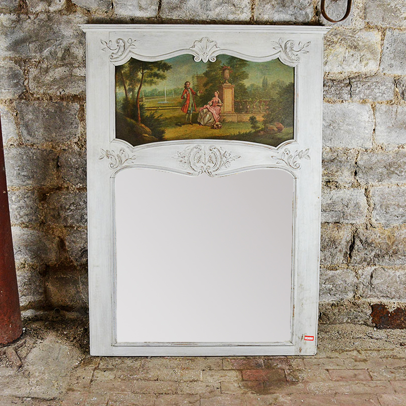 European Trumeau Mirror with Painting